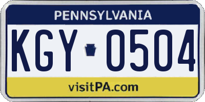 PA license plate KGY0504