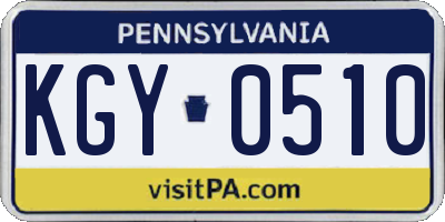PA license plate KGY0510