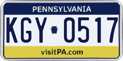 PA license plate KGY0517