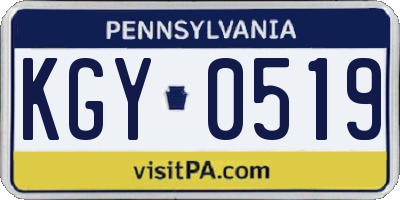 PA license plate KGY0519