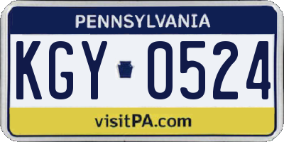 PA license plate KGY0524