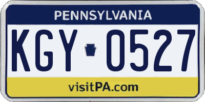 PA license plate KGY0527