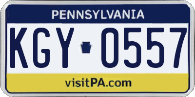 PA license plate KGY0557