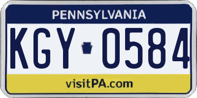 PA license plate KGY0584