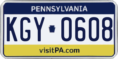 PA license plate KGY0608