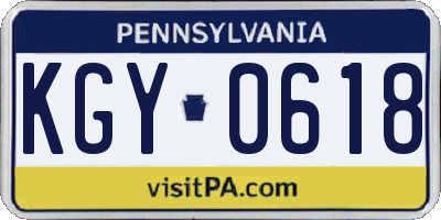 PA license plate KGY0618
