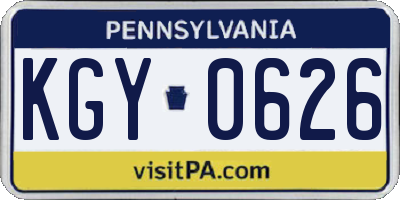 PA license plate KGY0626