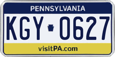 PA license plate KGY0627