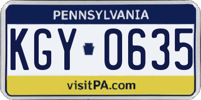PA license plate KGY0635