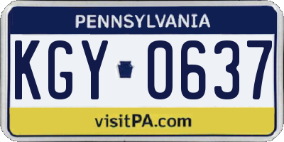 PA license plate KGY0637