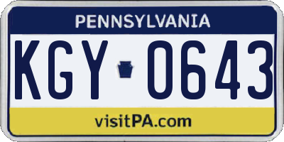 PA license plate KGY0643