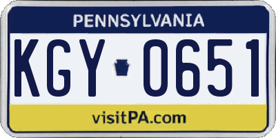 PA license plate KGY0651