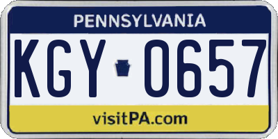 PA license plate KGY0657