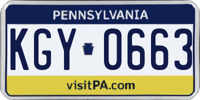 PA license plate KGY0663
