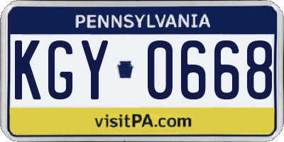 PA license plate KGY0668