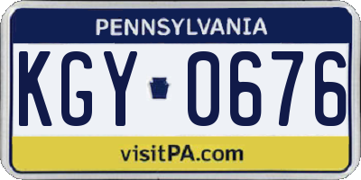 PA license plate KGY0676
