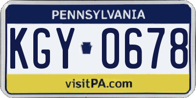 PA license plate KGY0678