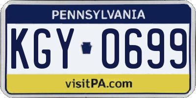 PA license plate KGY0699