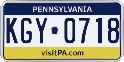 PA license plate KGY0718