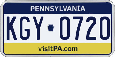 PA license plate KGY0720