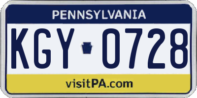 PA license plate KGY0728