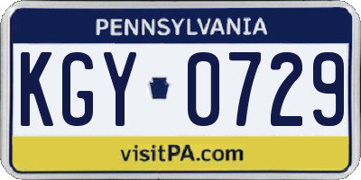 PA license plate KGY0729