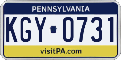 PA license plate KGY0731