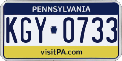 PA license plate KGY0733