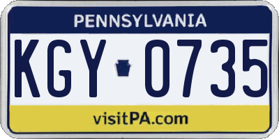 PA license plate KGY0735