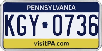 PA license plate KGY0736