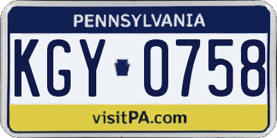 PA license plate KGY0758