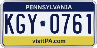PA license plate KGY0761