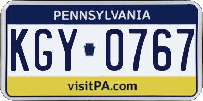 PA license plate KGY0767