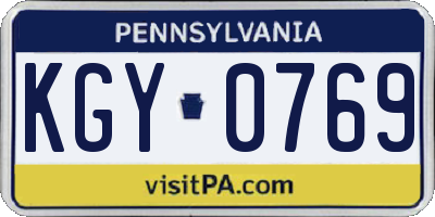 PA license plate KGY0769