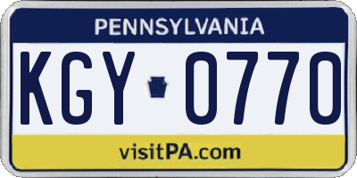 PA license plate KGY0770