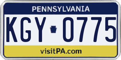 PA license plate KGY0775