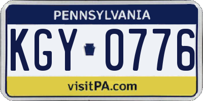 PA license plate KGY0776