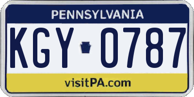 PA license plate KGY0787