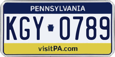PA license plate KGY0789