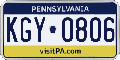 PA license plate KGY0806