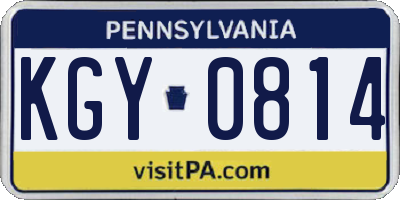 PA license plate KGY0814