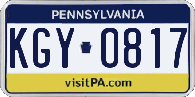 PA license plate KGY0817