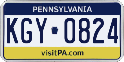 PA license plate KGY0824