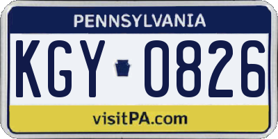PA license plate KGY0826