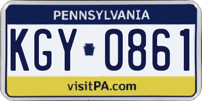 PA license plate KGY0861