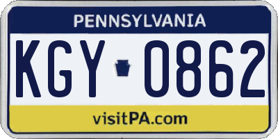 PA license plate KGY0862