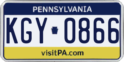 PA license plate KGY0866