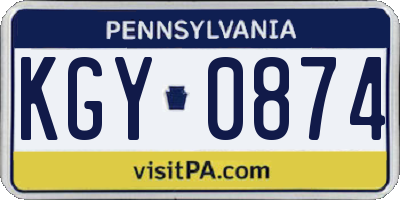 PA license plate KGY0874