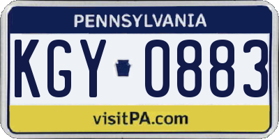 PA license plate KGY0883