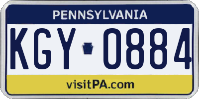 PA license plate KGY0884